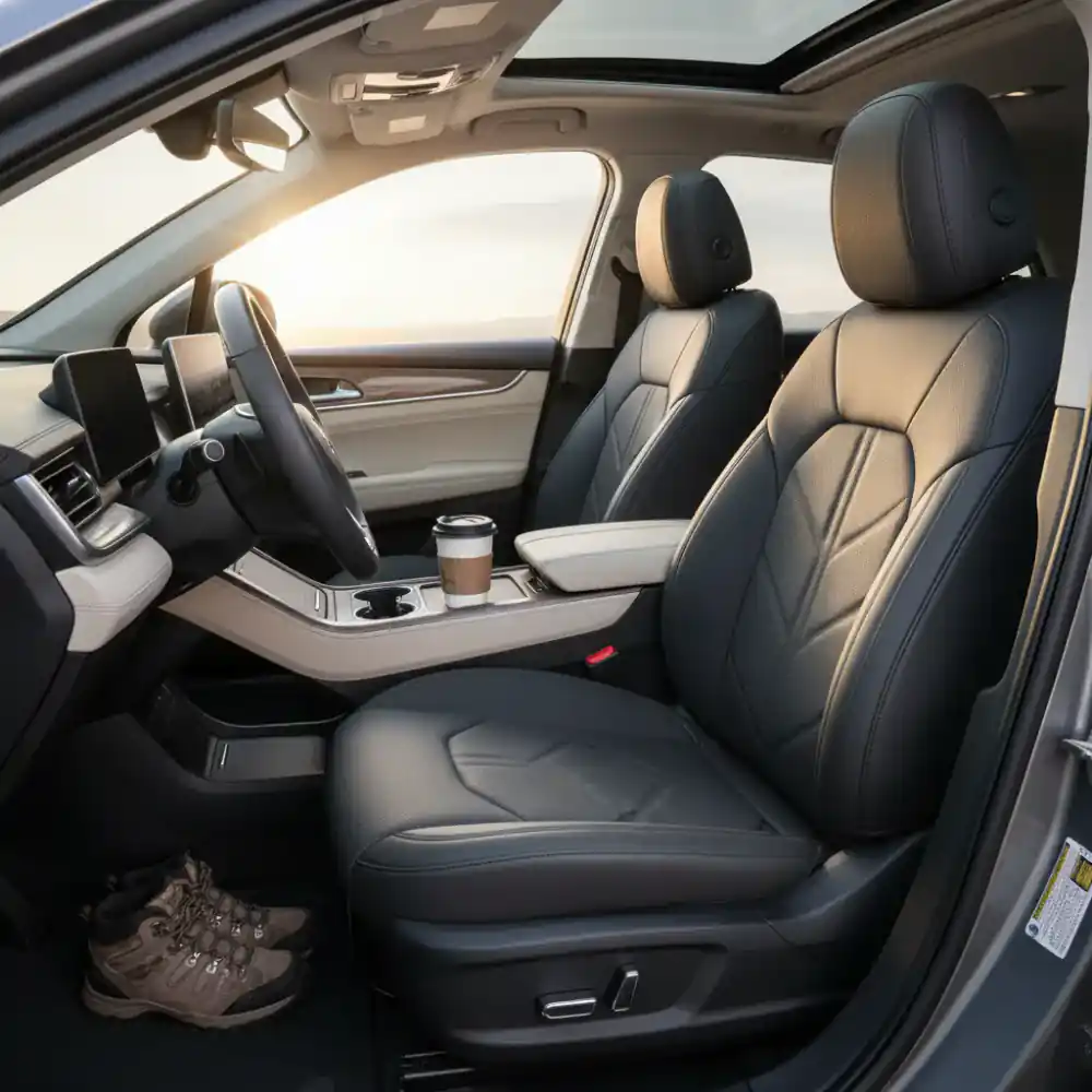 Premium all-weather seat covers installed in a modern car